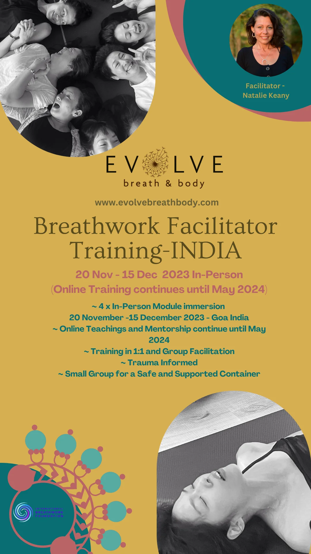 Terapeutisk Breathwork-facilitatoruddannelse - Indien — Evolve Breath Body ™ – Modul 1