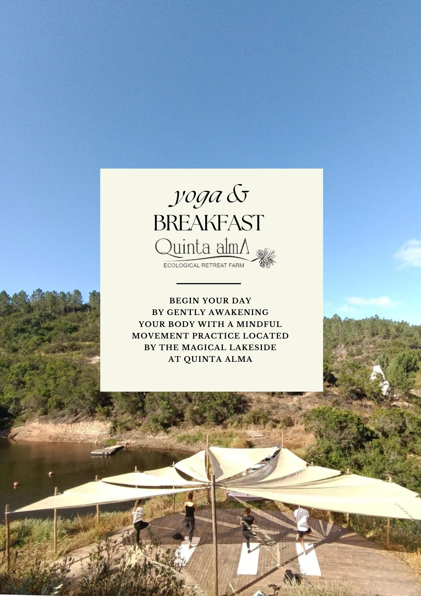 Yoga ved søen og morgenmadsbuffet-oplevelse i Quinta Alma
