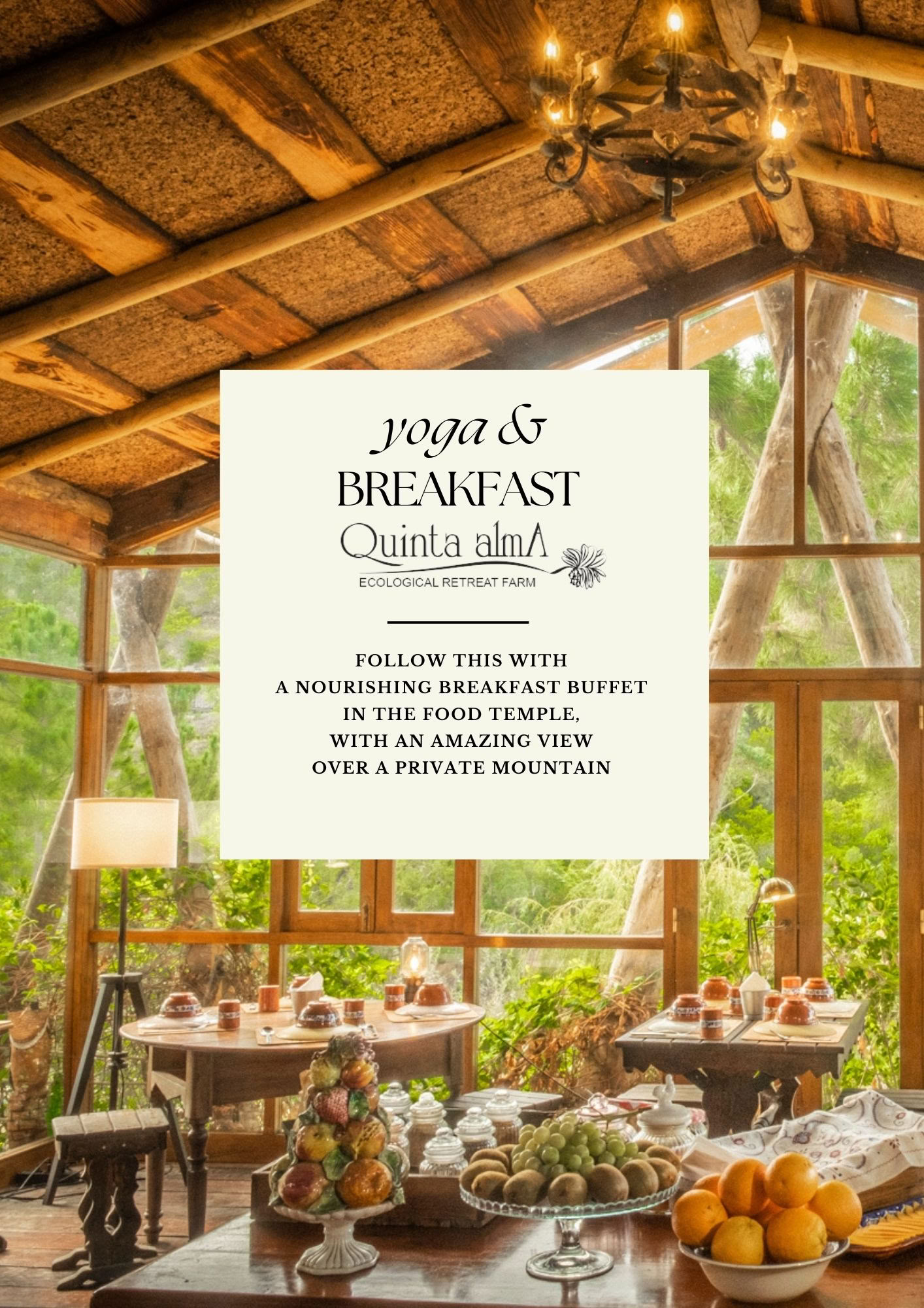 Yoga ved søen og morgenmadsbuffet-oplevelse i Quinta Alma