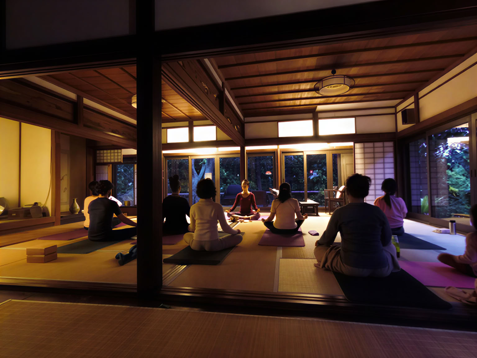 Stille mindfulness-meditation og yoga-retreat