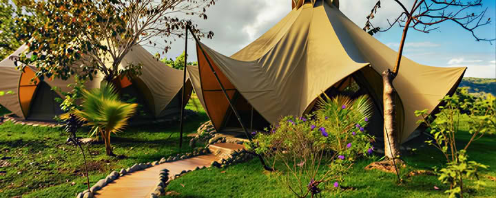 Dobbelt delt glampingtelt
